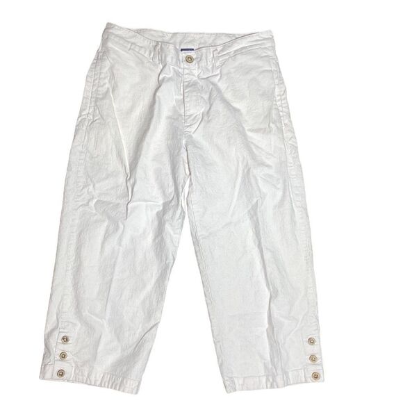 Patagonia pants white 55% hemp wide legged crop pants size 10 - Picture 1 of 7